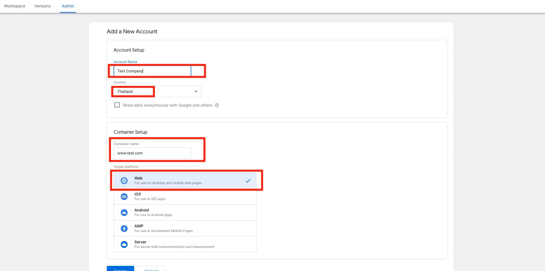 การสร้างบัญชี Google Tag Manager ก่อนการติดตั้ง